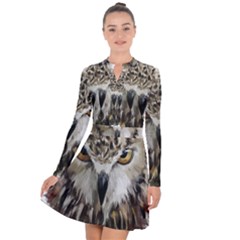Vector Hand Painted Owl Long Sleeve Panel Dress by Mog4mog4
