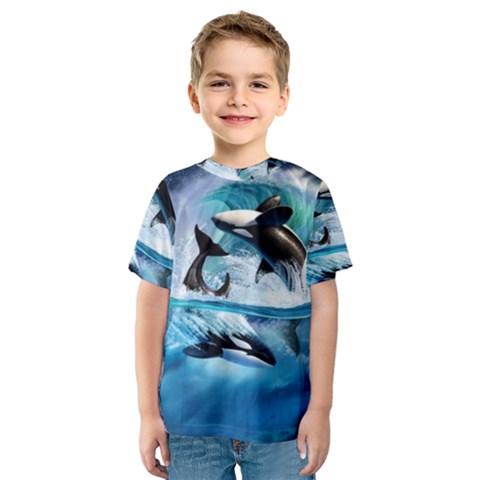 Orca Wave Water Underwater Kids  Sport Mesh Tee by Mog4mog4