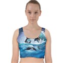 Orca Wave Water Underwater Velvet Racer Back Crop Top View1