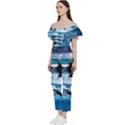 Orca Wave Water Underwater Off Shoulder Ruffle Top Jumpsuit View2