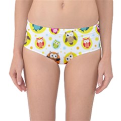 Owl Bird Cartoon Mid-waist Bikini Bottoms by Bakwanart