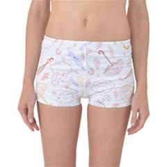 Weather Umbrella Rain Cloud Seamless Doodle Pattern Boyleg Bikini Bottoms by Bakwanart