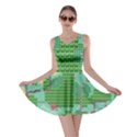 Green Retro Games Pattern Skater Dress View1