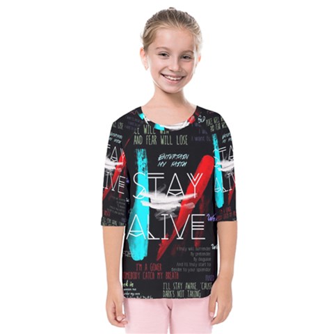 Stay Alive Kids  Quarter Sleeve Raglan Tee by Bakwanart