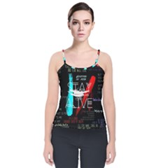Stay Alive Velvet Spaghetti Strap Top by Bakwanart