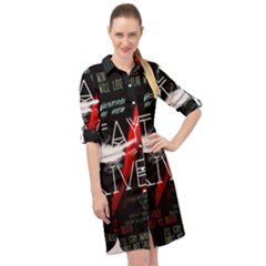Stay Alive Long Sleeve Mini Shirt Dress by Bakwanart