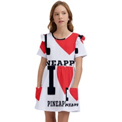 I Love Pineapple Kids  Frilly Sleeves Pocket Dress by ilovewhateva