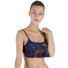 Abstract Colorful Circuit Layered Top Bikini Top  by Bakwanart