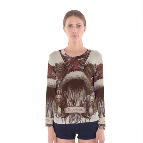 Christmas Dark Demon Evil Horror Krampus Women s Long Sleeve Tee by Bakwanart
