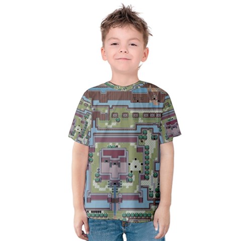 Arcade Game Retro Pattern Kids  Cotton Tee by Bakwanart