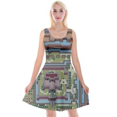 Arcade Game Retro Pattern Reversible Velvet Sleeveless Dress by Bakwanart