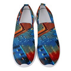 Gray Circuit Board Electronics Electronic Components Microprocessor Women s Slip On Sneakers by Bakwanart
