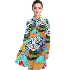 Kitten Cat Pet Animal Adorable Fluffy Cute Kitty Long Sleeve Chiffon Shirt Dress by 99art