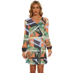 1 (209) Long Sleeve Waist Tie Ruffle Velvet Dress by LeRoyJacks