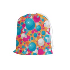 Circles Art Seamless Repeat Bright Colors Colorful Drawstring Pouch (large) by 99art