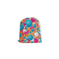 Circles Art Seamless Repeat Bright Colors Colorful Drawstring Pouch (xs) by 99art