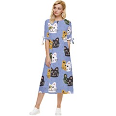 Cat Cat Background Animals Little Cat Pets Kittens Bow Sleeve Chiffon Midi Dress by 99art