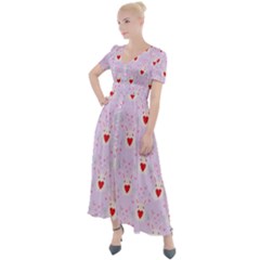 Easter Easter Bunny Hearts Seamless Tile Cute Button Up Short Sleeve Maxi Dress by 99art