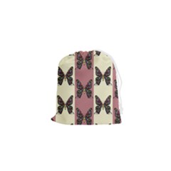 Butterflies Pink Old Ancient Texture Decorative Drawstring Pouch (xs) by 99art