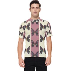 Butterflies Pink Old Ancient Texture Decorative Men s Short Sleeve Rash Guard by 99art