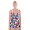 Pattern Seamless Balls Colorful Rainbow Colors Boyleg Halter Swimsuit  View1