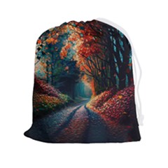 Forest Autumn Fall Painting Drawstring Pouch (2xl) by 99art