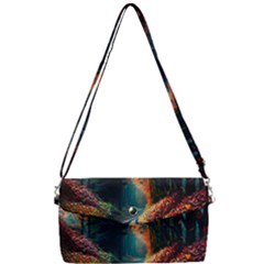 Forest Autumn Fall Painting Removable Strap Clutch Bag by 99art