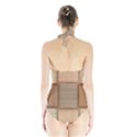 Wooden Wickerwork Texture Square Pattern Halter Swimsuit View2