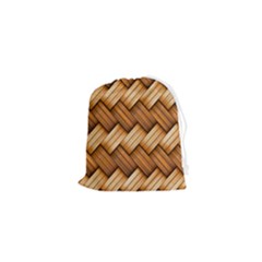 Wooden Weaving Texture Drawstring Pouch (xs) by 99art