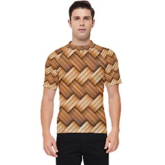 Wooden Weaving Texture Men s Short Sleeve Rash Guard by 99art