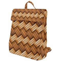 Wooden Weaving Texture Flap Top Backpack by 99art