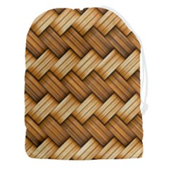 Wooden Weaving Texture Drawstring Pouch (3xl) by 99art