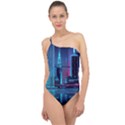 Digital Art Artwork Illustration Vector Buiding City Classic One Shoulder Swimsuit View1