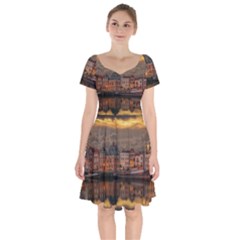 Old Port Of Maasslui Netherlands Short Sleeve Bardot Dress by 99art