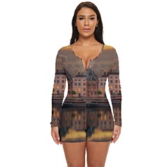 Old Port Of Maasslui Netherlands Long Sleeve Boyleg Swimsuit by 99art