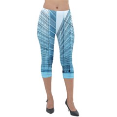 Architecture Blue Drawing Engineering City Modern Building Exterior Lightweight Velour Capri Leggings  by 99art
