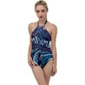 Graffiti Art Psychedelic Art Graphic Design Modern Art Go with the Flow One Piece Swimsuit View1