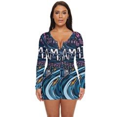 Graffiti Art Psychedelic Art Graphic Design Modern Art Long Sleeve Boyleg Swimsuit by 99art