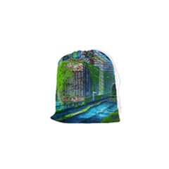 Anime Landscape Apocalyptic Ruins Water City Cityscape Drawstring Pouch (xs) by 99art