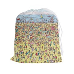 Waldo Cartoon Where s Wally Water Sky Sea Day Nature Drawstring Pouch (2xl) by 99art