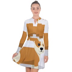 Corgi Dog Puppy Long Sleeve Panel Dress by 99art