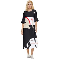 Bat Broom Broomstick Double Cuff Midi Dress by 99art