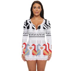 Bulgarian Folk Art Folk Art Long Sleeve Boyleg Swimsuit by 99art