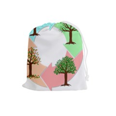 Seasons-of-the-year-year-tree Drawstring Pouch (large) by 99art