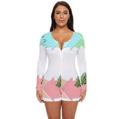 Seasons-of-the-year-year-tree Long Sleeve Boyleg Swimsuit by 99art