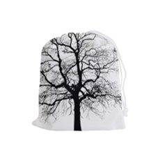 Tree-silhouette-winter-plant Drawstring Pouch (large) by 99art
