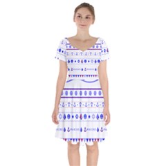 Marine Nautical Clip Art Short Sleeve Bardot Dress by 99art