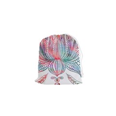 Lotus Feathers Boho Watercolor Drawstring Pouch (xs) by 99art