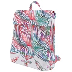 Lotus Feathers Boho Watercolor Flap Top Backpack by 99art