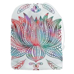 Lotus Feathers Boho Watercolor Drawstring Pouch (3xl) by 99art